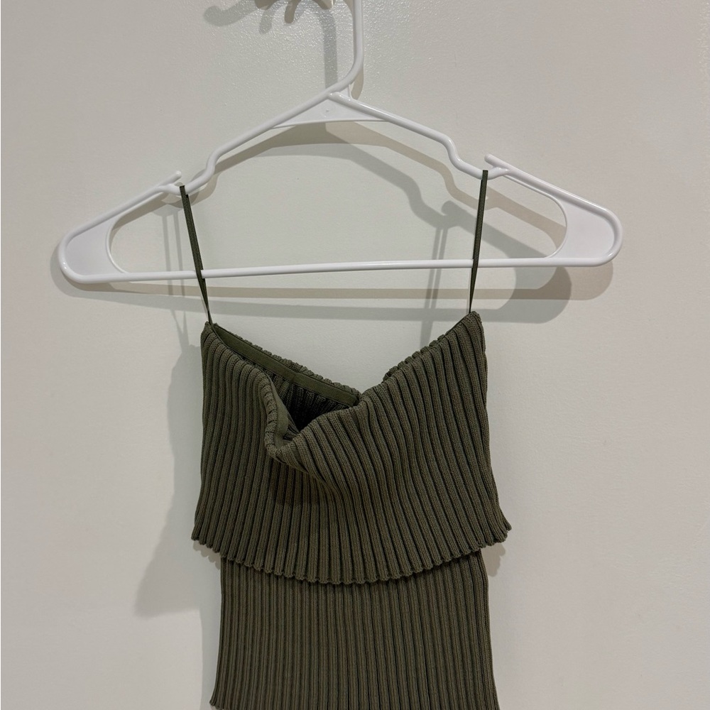 Zara Olive Ribbed Camisole Top